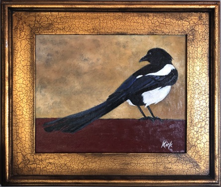 Magpie on Red
11x14"  oil on linen board
